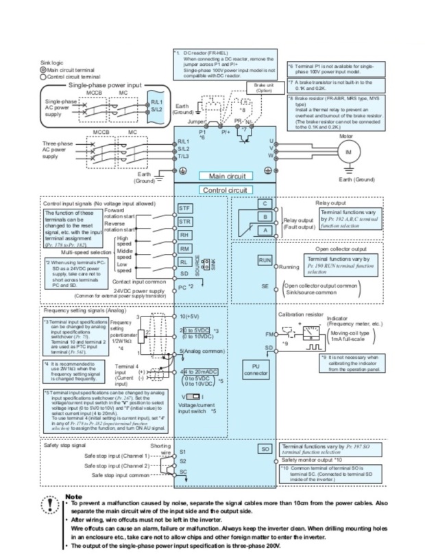 mitsubishi-inverter-fr-d700-Wiring Connection